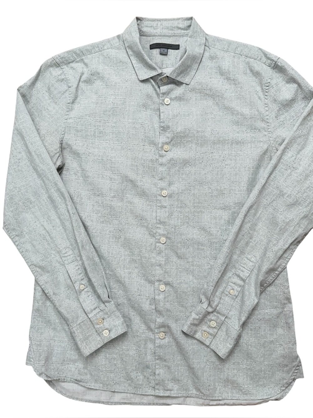 John Varvatos Shirt Mens Size M Long Sleeve Button Abstract Crosshatch White